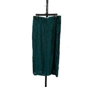 AFRM–Midi Skirt –Lace–Evening‎ Wear –Nylon Blend –Emerald Green–Women-S